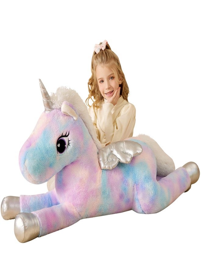 EARTHSOUND Giant Unicorn Stuffed Animal Plush Toy,Large Jumbo 43" Big Size Soft Toys,Cute Huge Plushy Fluffy Fat Plushie,Gifts for Kid - Image 1